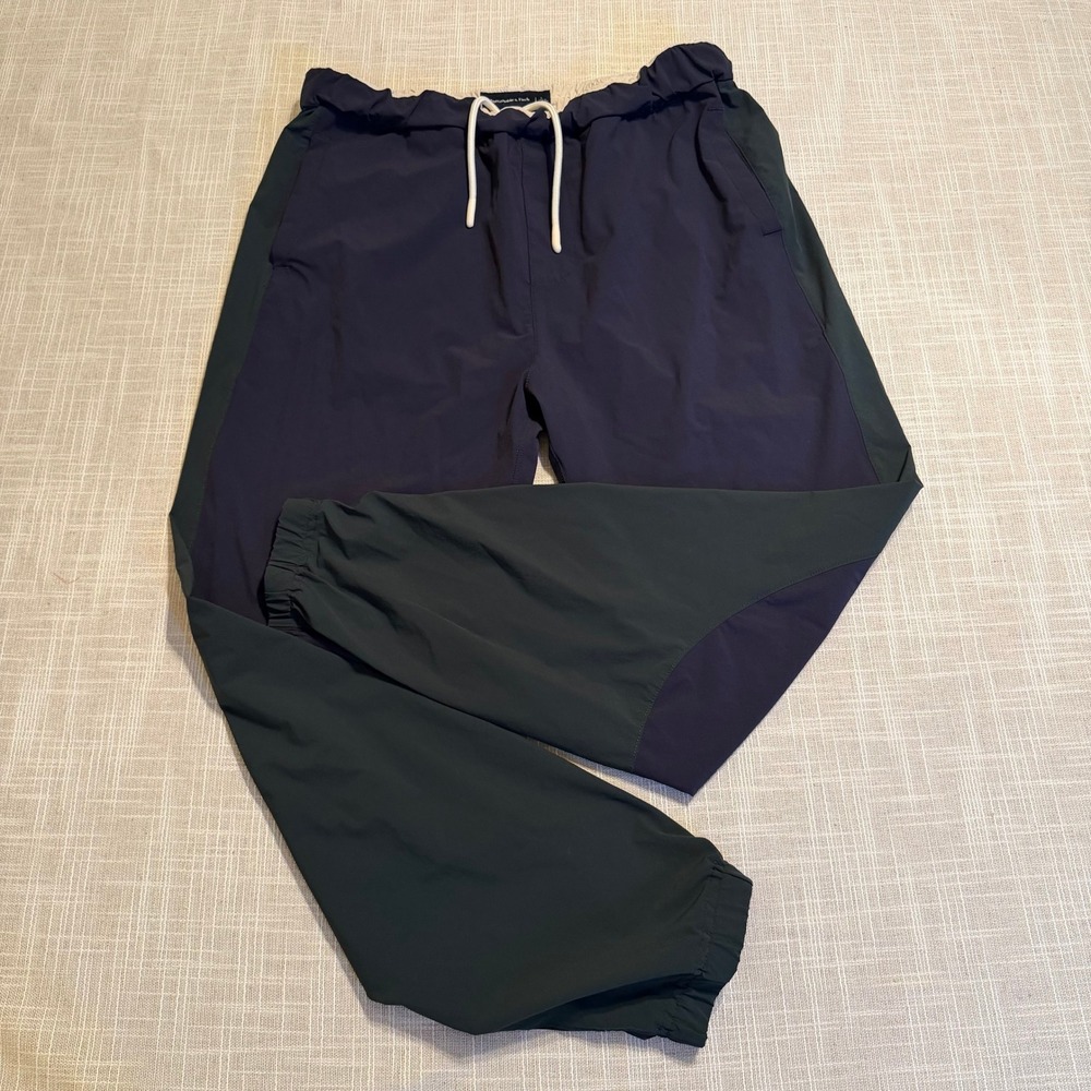 Abercrombie‎ & Fitch Mens Relaxed Colorblock Joggers Navy Green Large Stretch